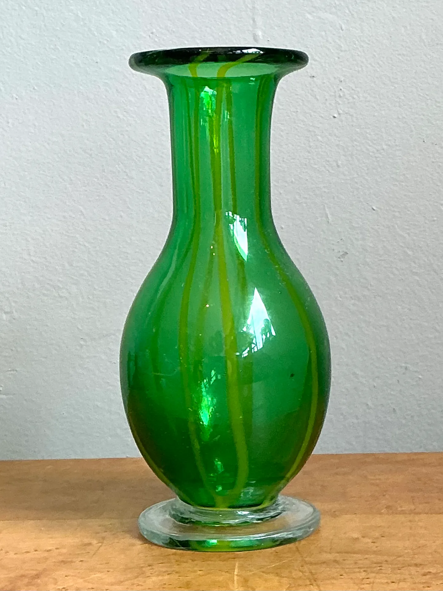Vintage Italian Striped Green Glass Vase — additional photo 7
