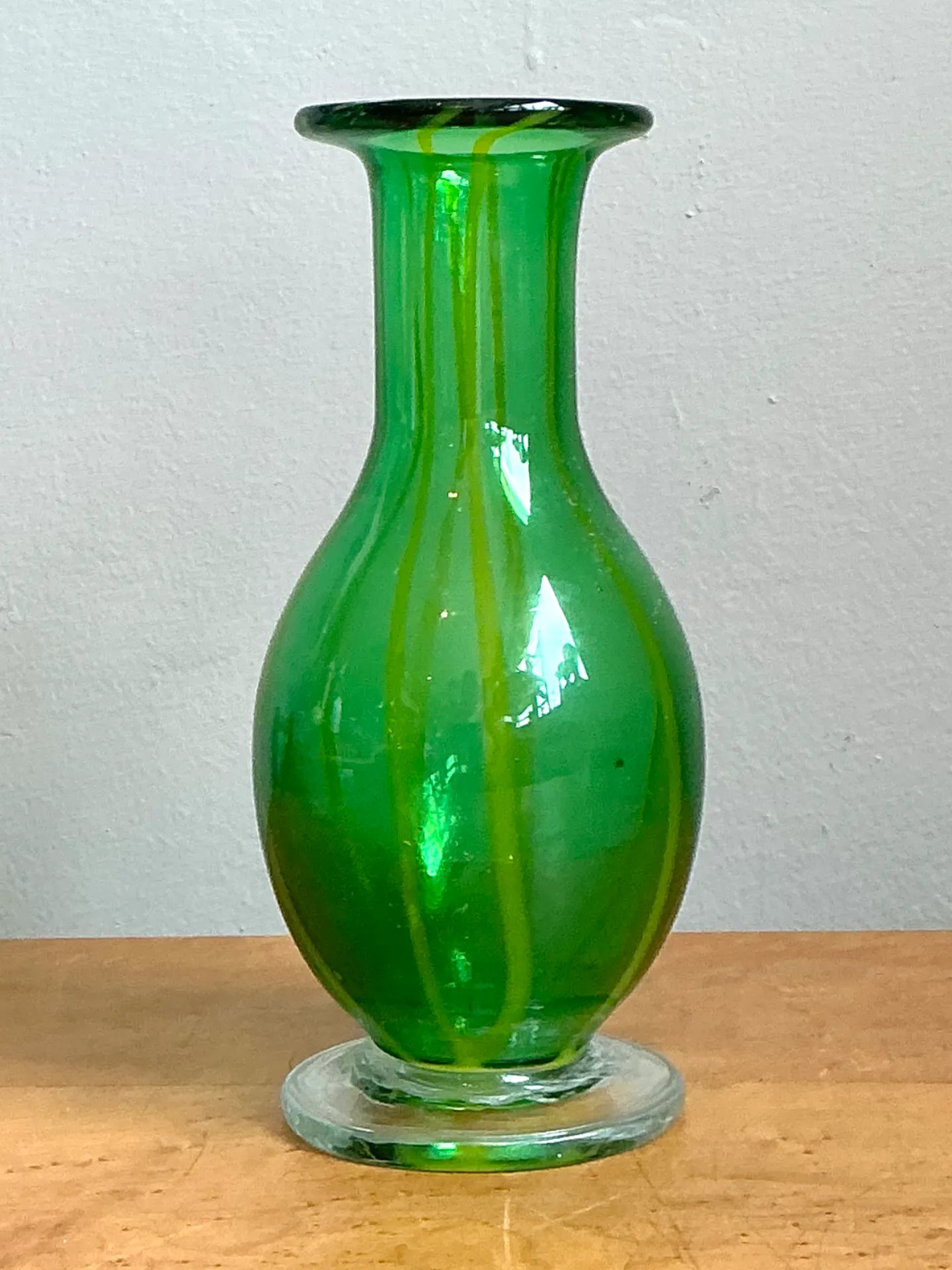 Vintage Italian Striped Green Glass Vase — additional photo 5