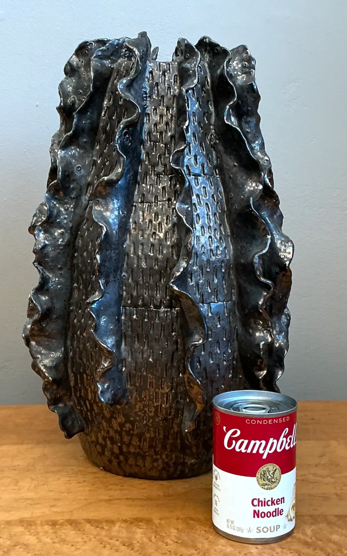 Vintage Silver Ruffle Studio Pottery Vase — additional photo 8