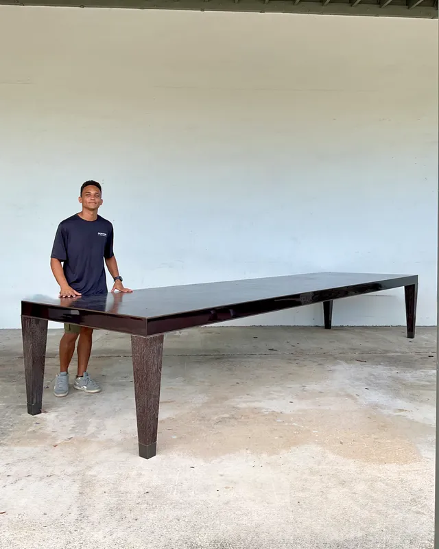 Vintage Monumental 15 Ft Cerused Wood Dining Table — additional photo 4