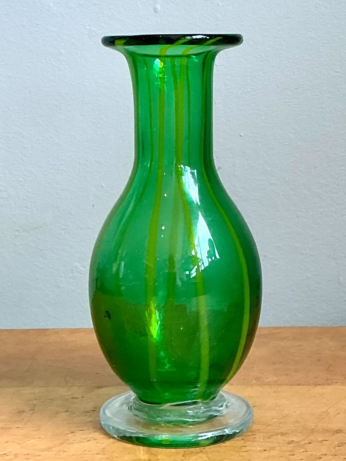 Vintage Italian Striped Green Glass Vase — additional photo 1