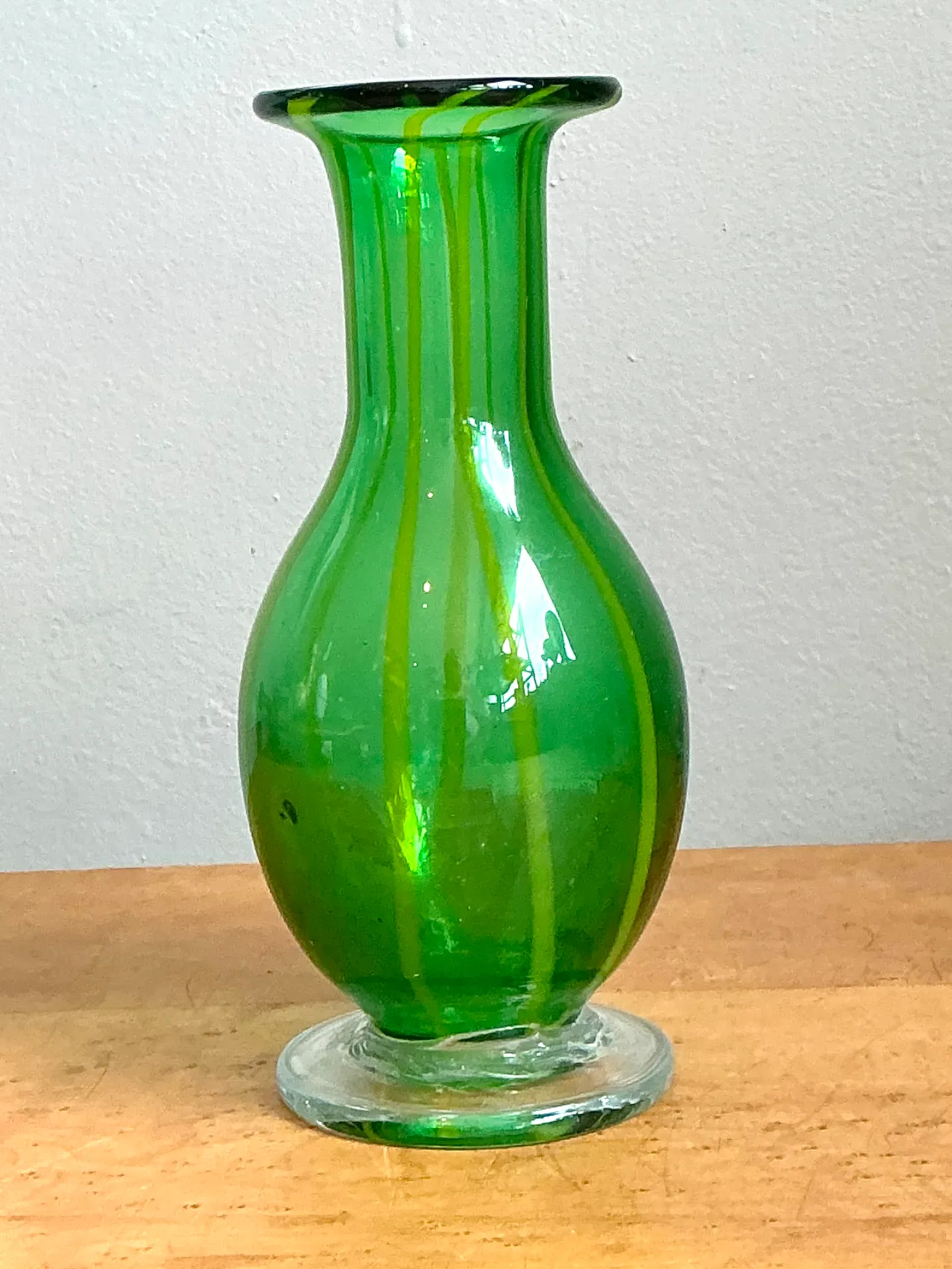 Vintage Italian Striped Green Glass Vase — additional photo 3