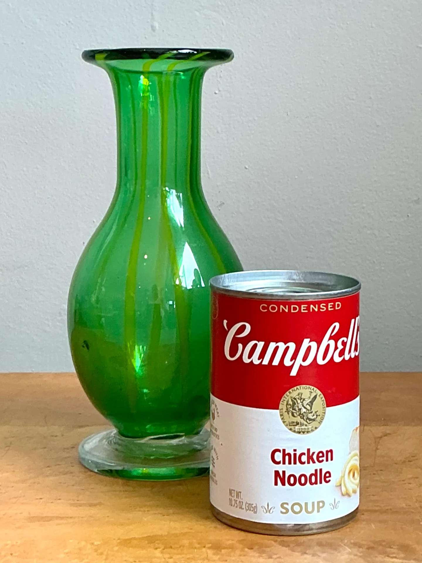 Vintage Italian Striped Green Glass Vase — additional photo 4