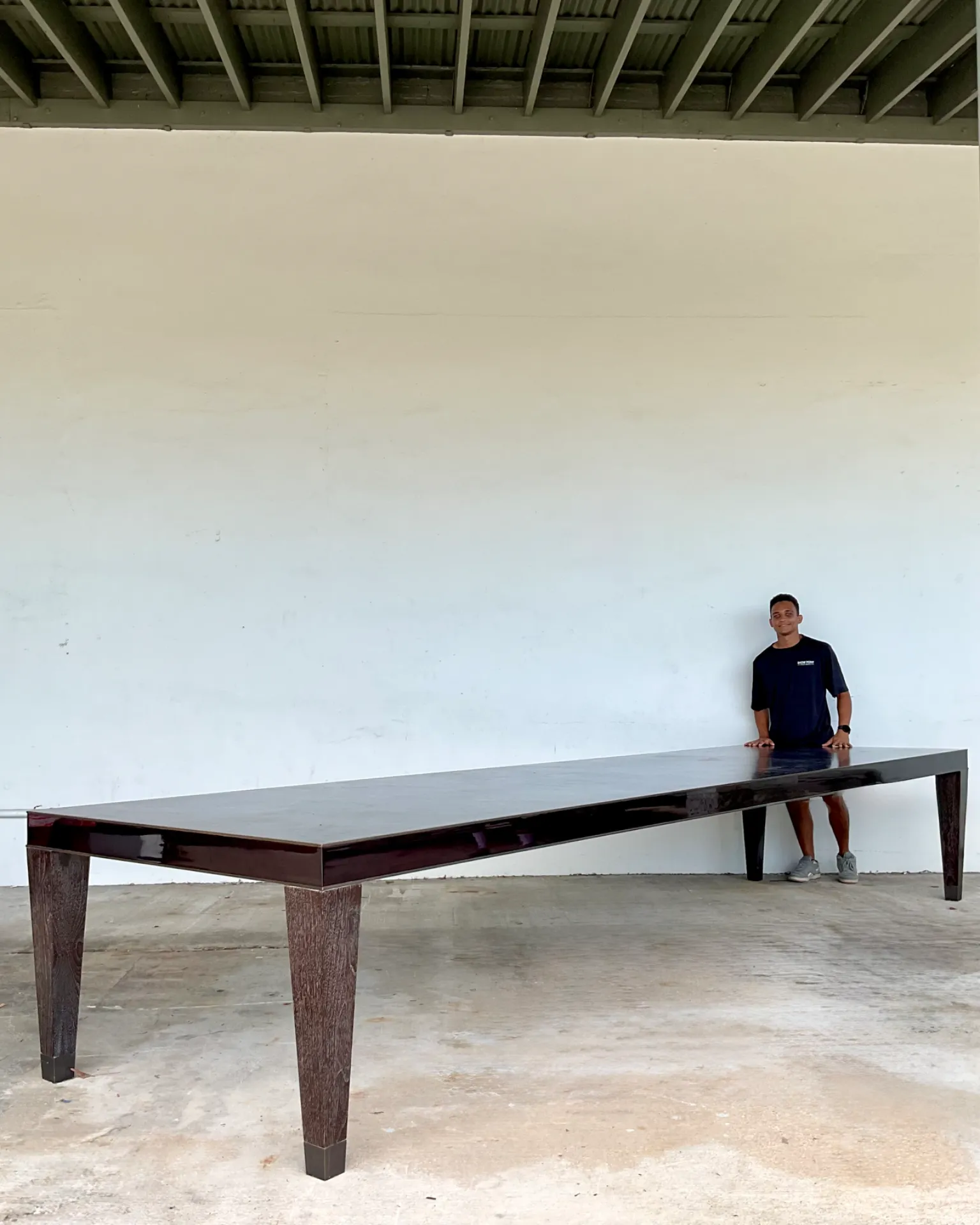 Vintage Monumental 15 Ft Cerused Wood Dining Table — additional photo 3