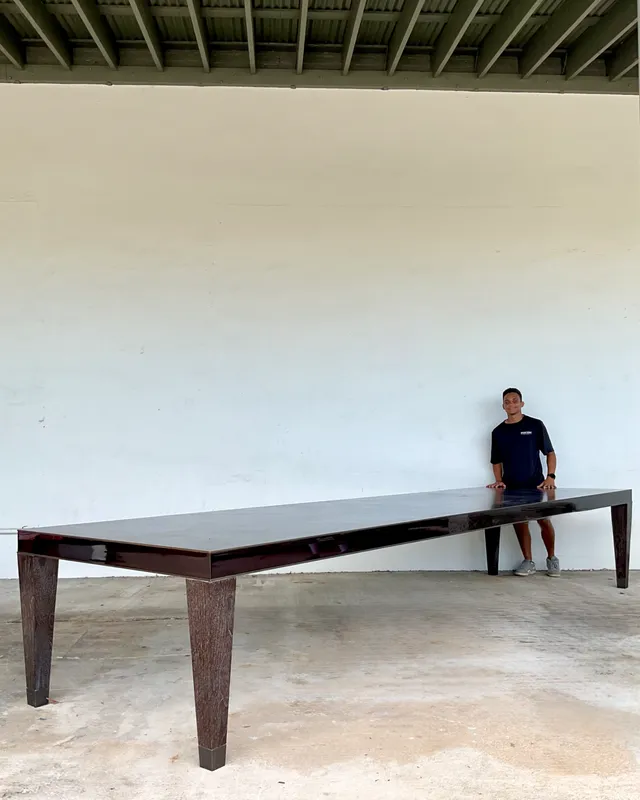 Vintage Monumental 15 Ft Cerused Wood Dining Table — additional photo 3