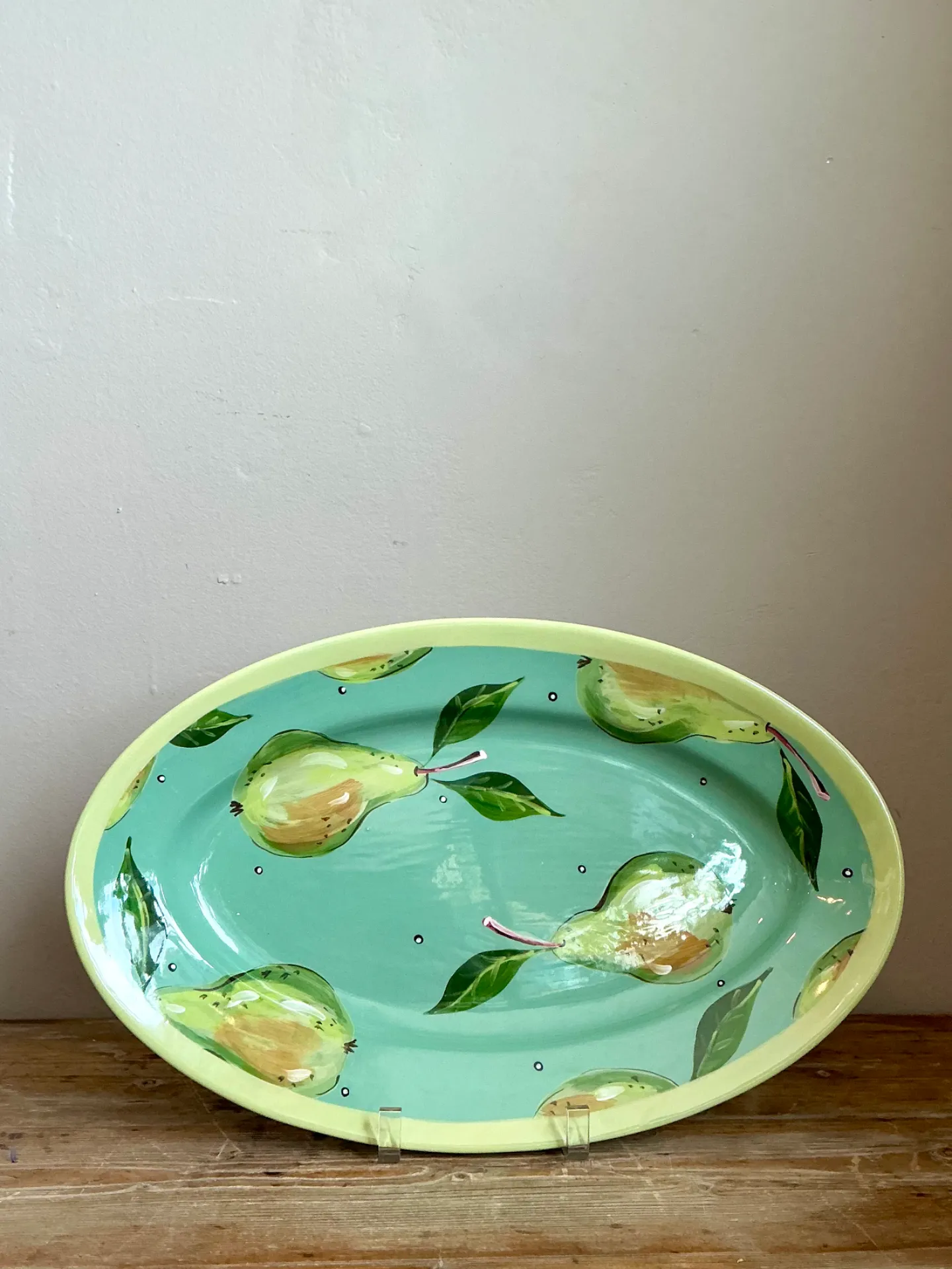 Vintage Hand-Painted Pear Ceramic Platter — additional photo 6
