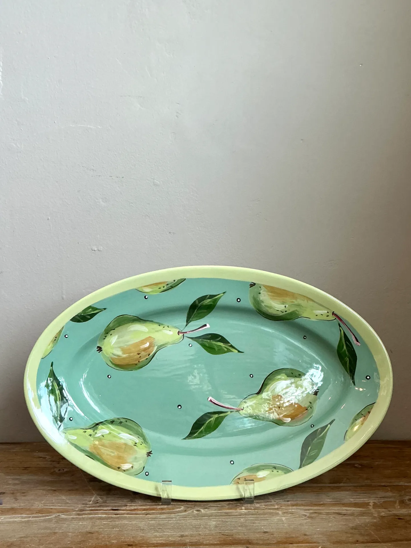 Vintage Hand-Painted Pear Ceramic Platter — additional photo 4