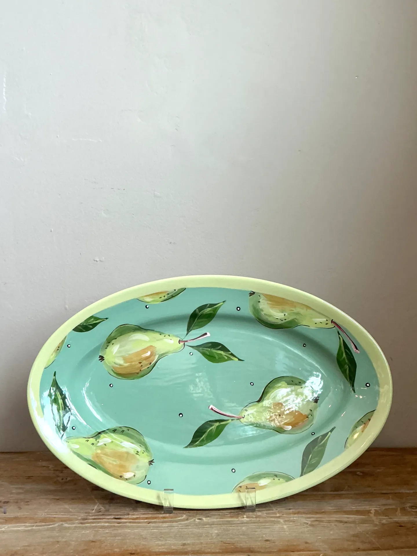 Vintage Hand-Painted Pear Ceramic Platter — additional photo 3