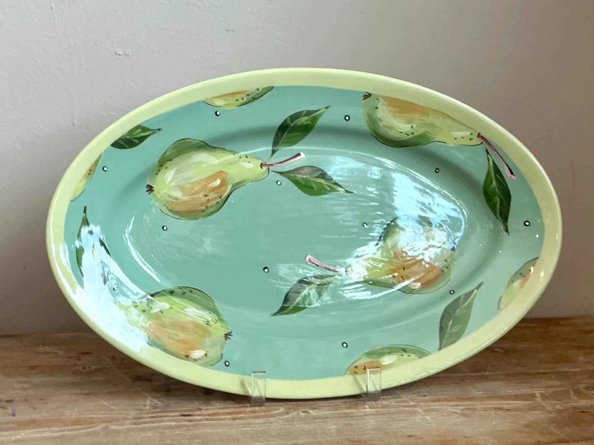 Vintage Hand-Painted Pear Ceramic Platter — additional photo 1