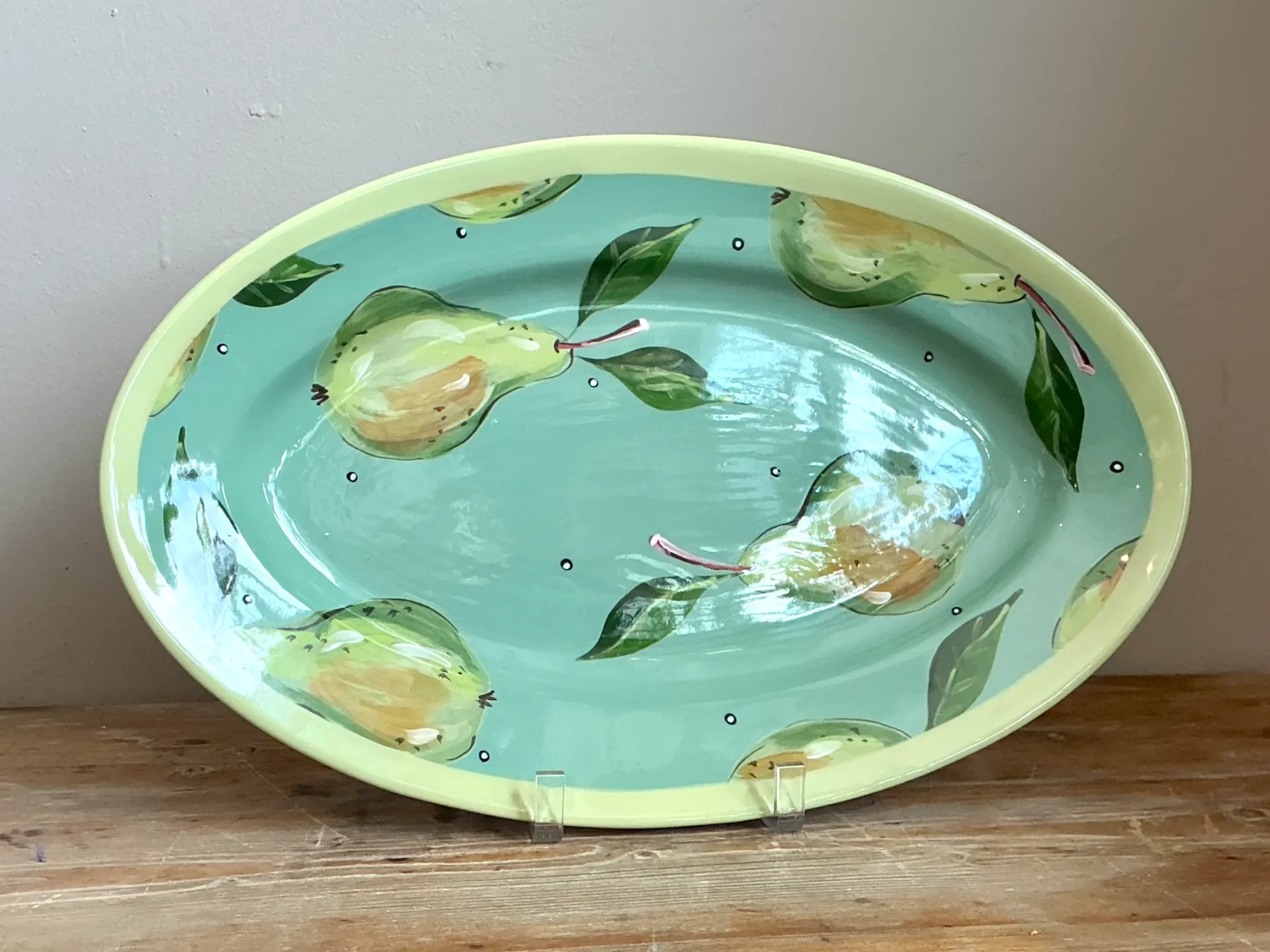 Vintage Hand-Painted Pear Ceramic Platter — additional photo 7