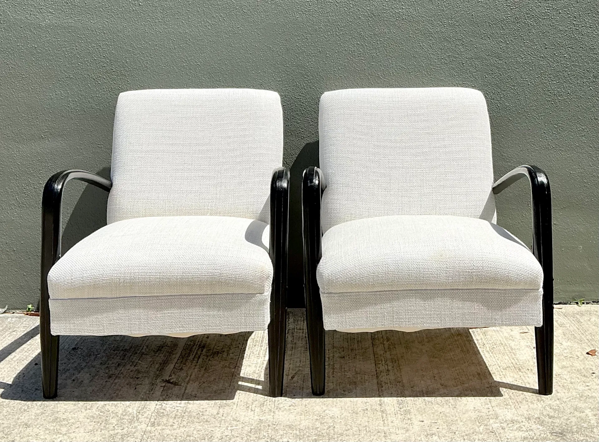 Vintage MCM Black Wood Lounge Chairs - Pair — additional photo 7