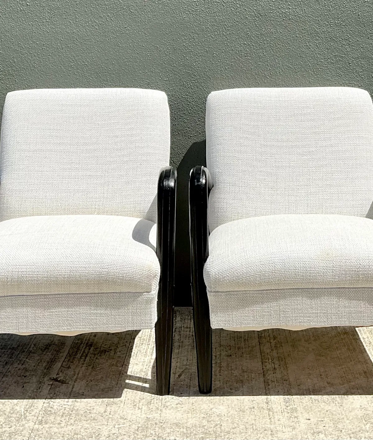 Vintage MCM Black Wood Lounge Chairs - Pair — additional photo 7