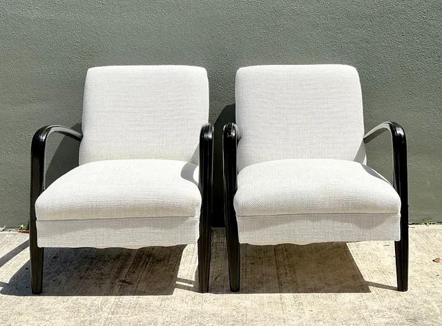 Vintage MCM Black Wood Lounge Chairs - Pair — additional photo 7
