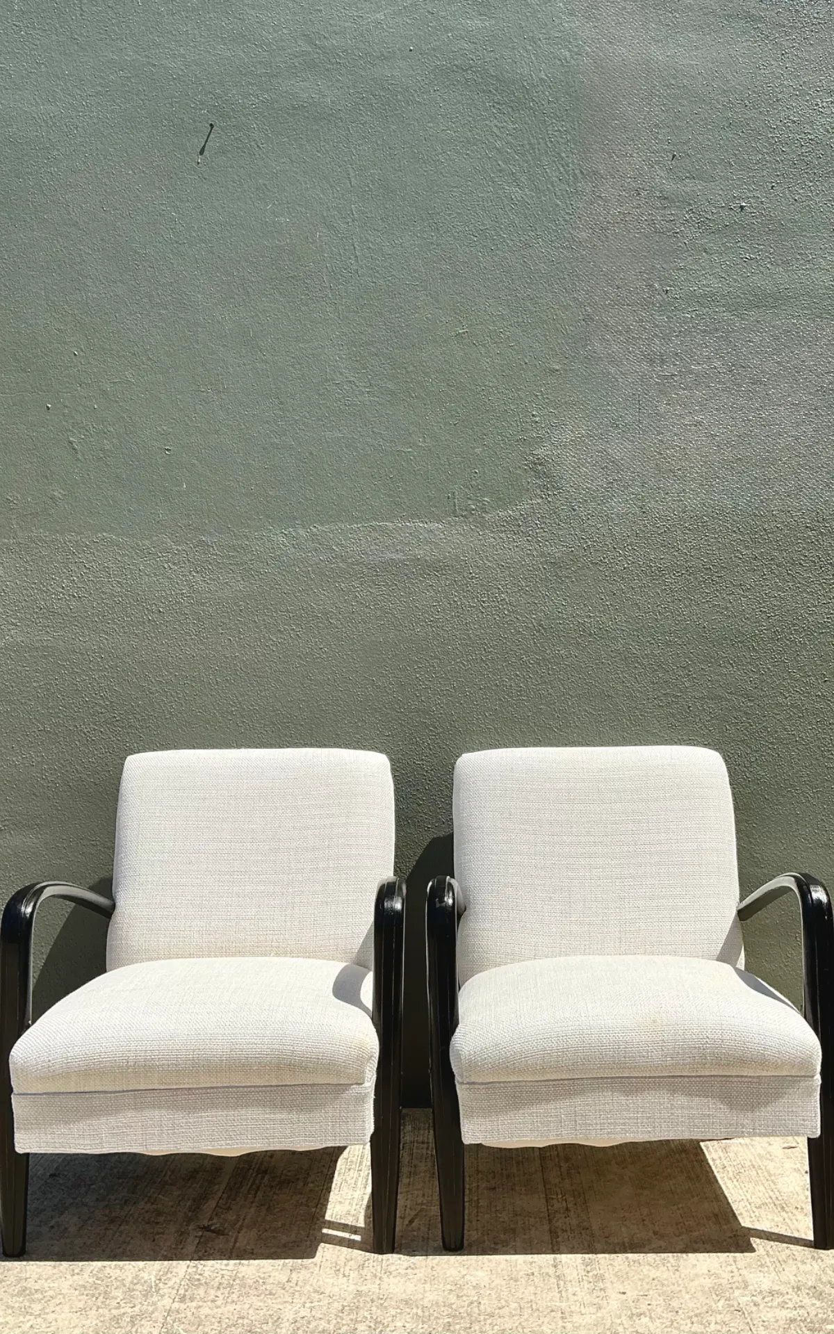 Vintage MCM Black Wood Lounge Chairs - Pair — additional photo 1