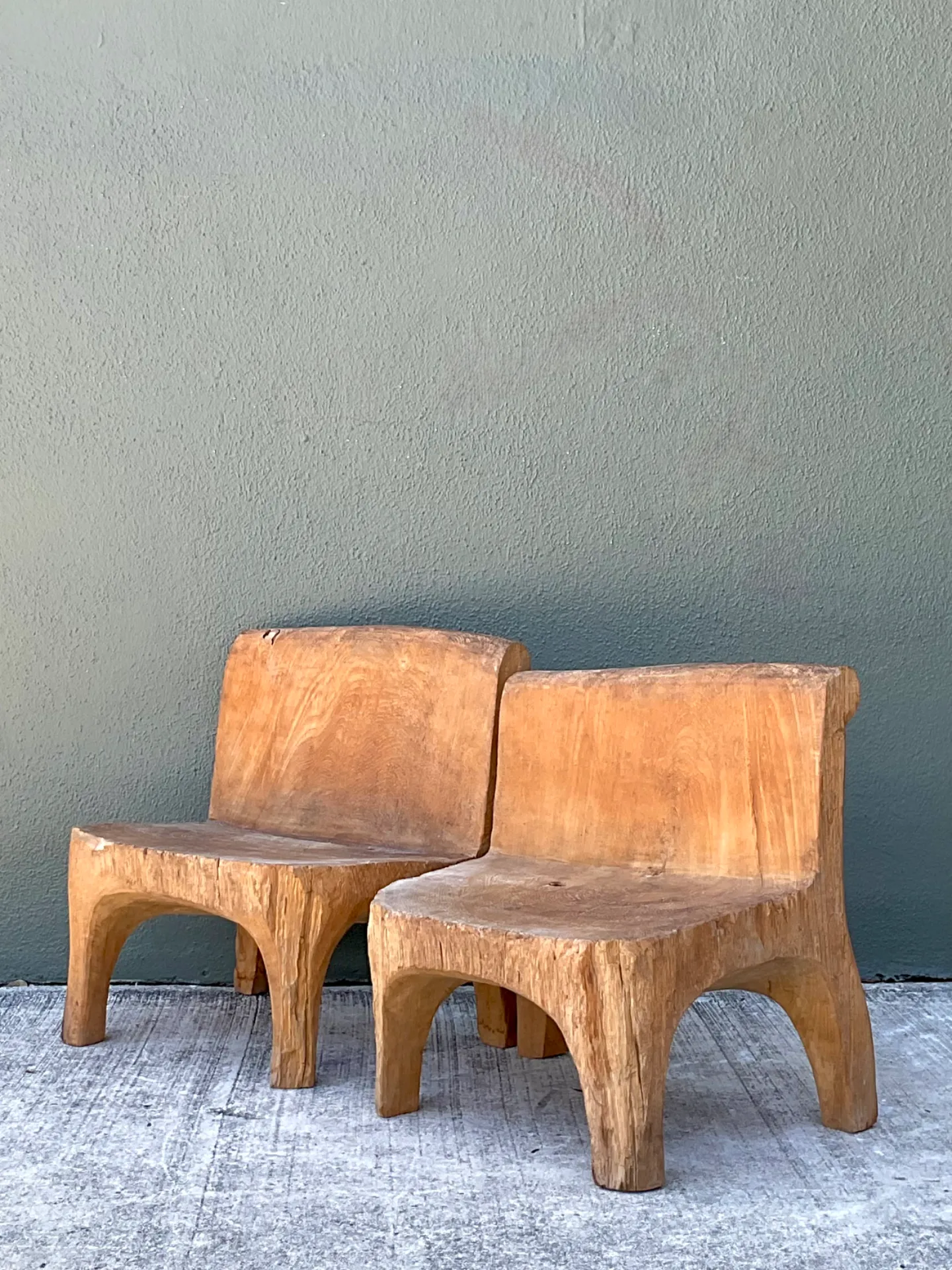 Vintage Carved Wood Low Stools  - Pair — additional photo 7