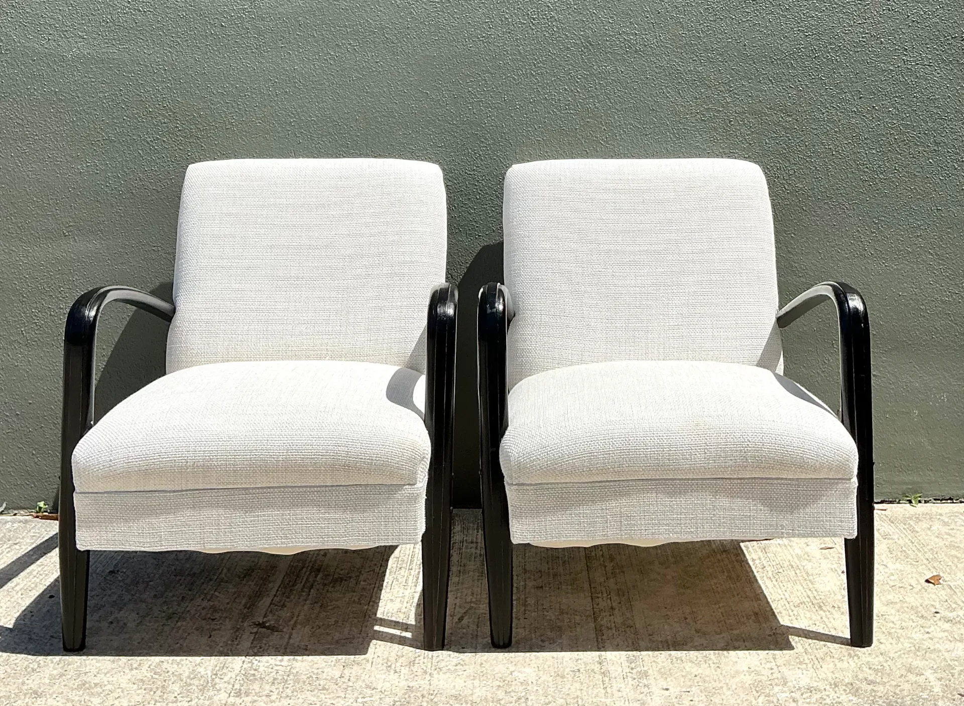Vintage MCM Black Wood Lounge Chairs - Pair — additional photo 3