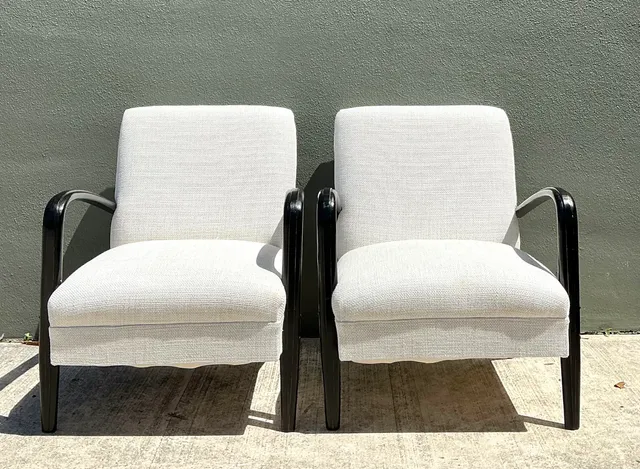 Vintage MCM Black Wood Lounge Chairs - Pair — additional photo 3