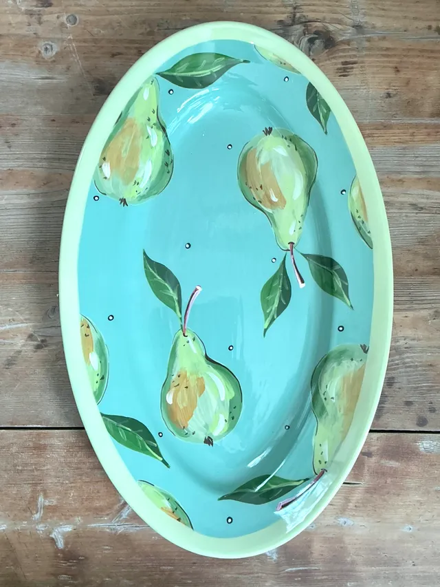 Vintage Hand-Painted Pear Ceramic Platter — additional photo 8
