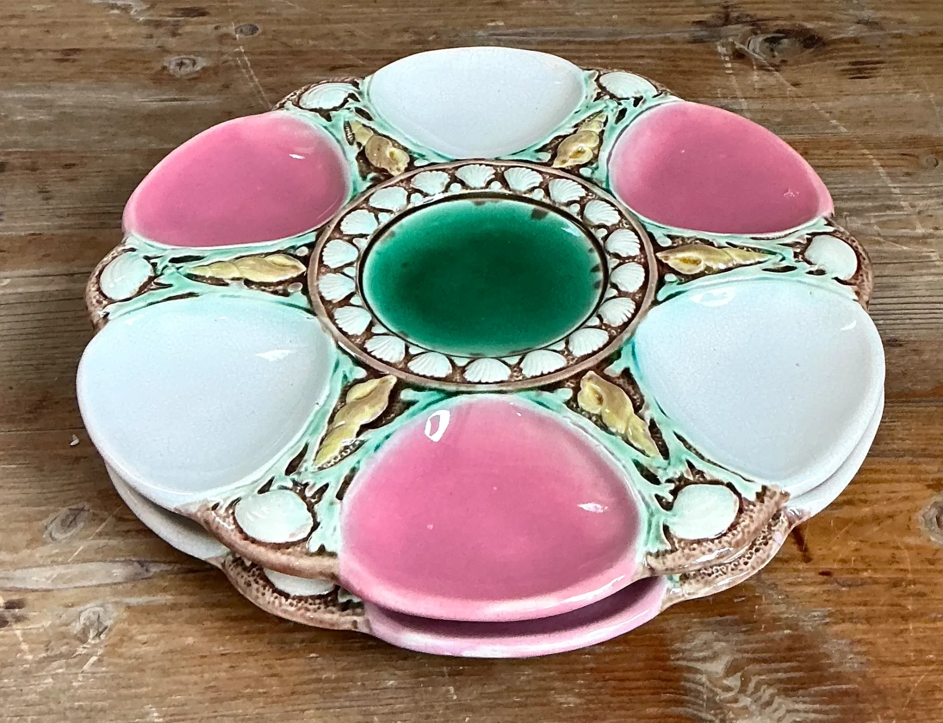 Vintage Minton Majolica Oyster Plate — additional photo 1