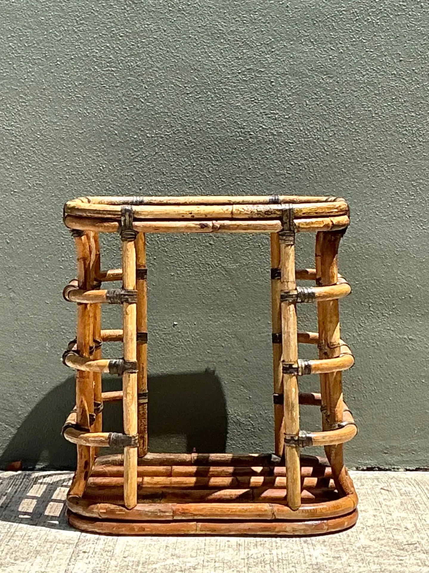Vintage Rattan and Glass Accent Table — additional photo 4