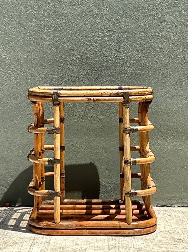 Vintage Rattan and Glass Accent Table — additional photo 4