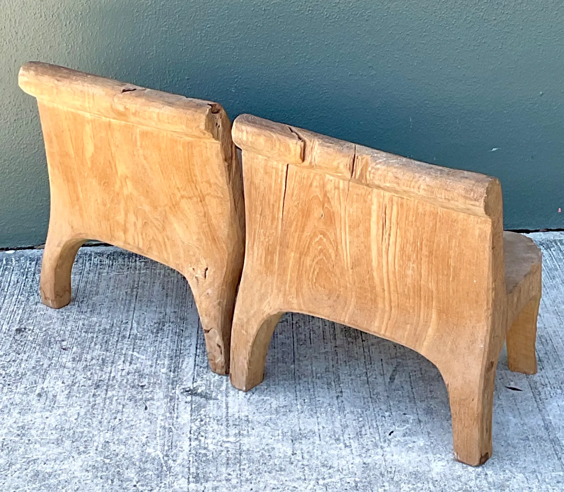 Vintage Carved Wood Low Stools  - Pair — additional photo 6