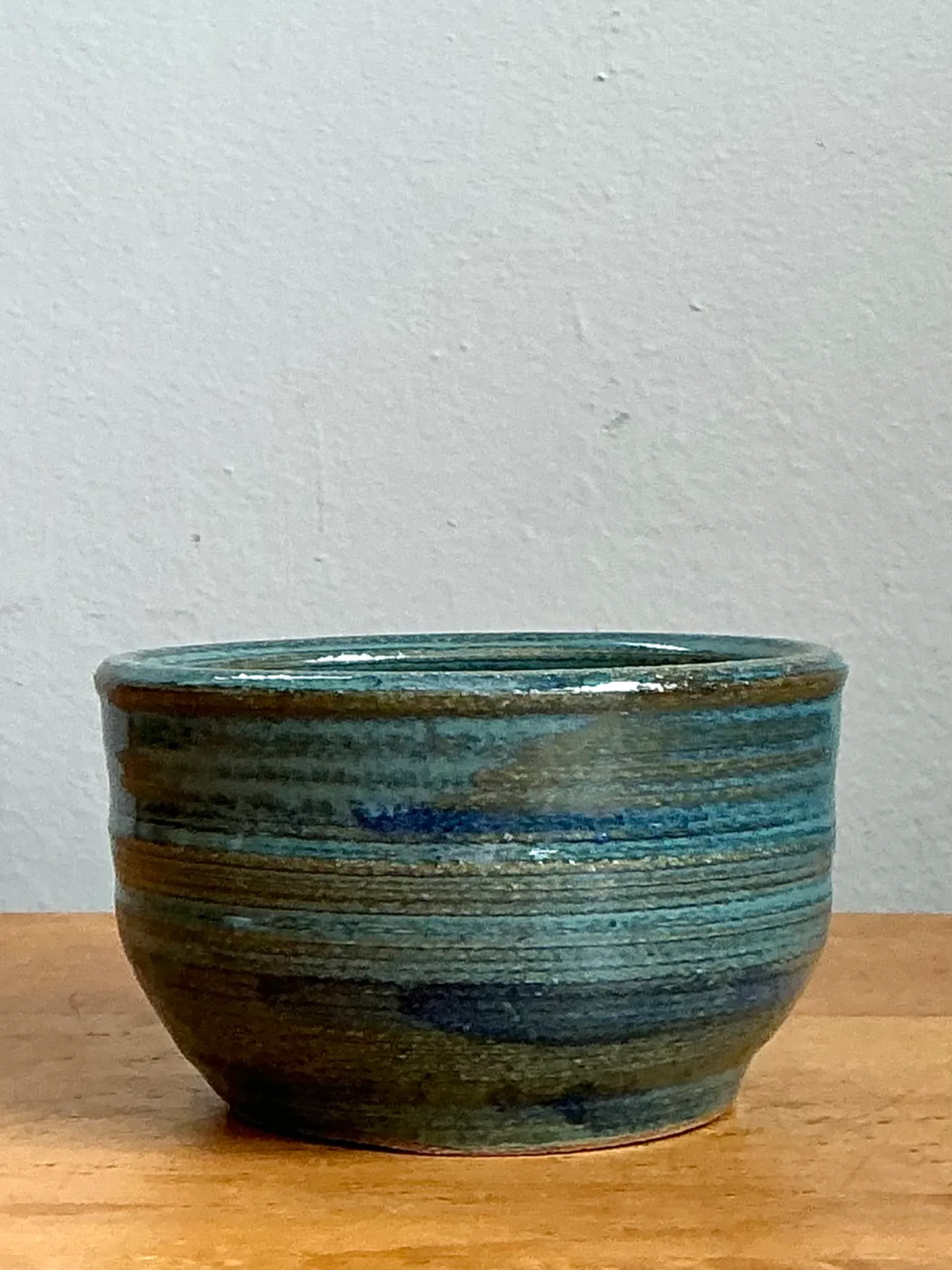 Vintage Blue Glazed Pottery Bowl — additional photo 3