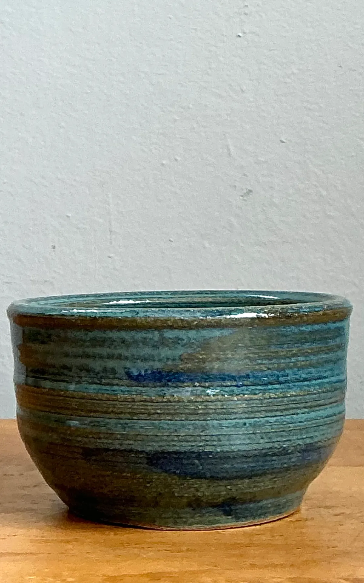 Vintage Blue Glazed Pottery Bowl — additional photo 3