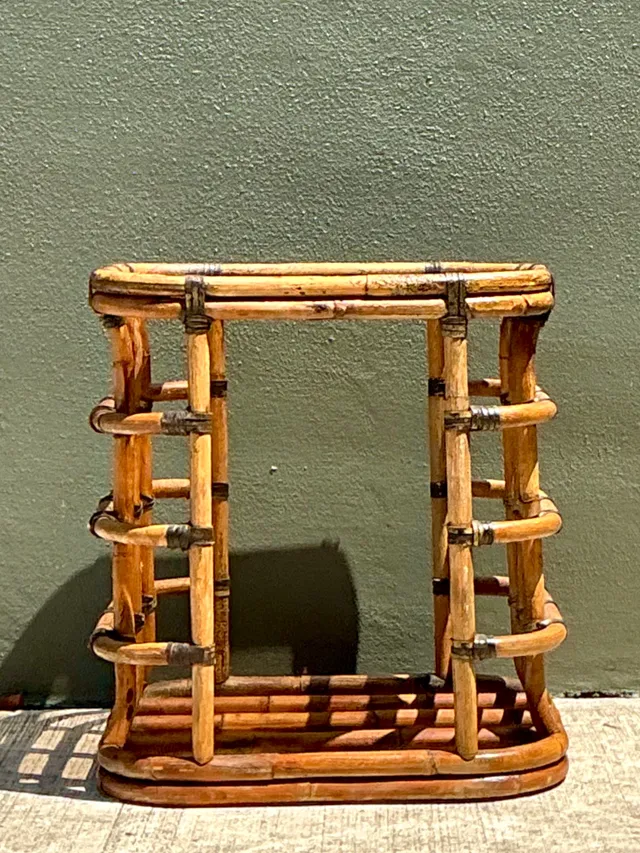 Vintage Rattan and Glass Accent Table — additional photo 7