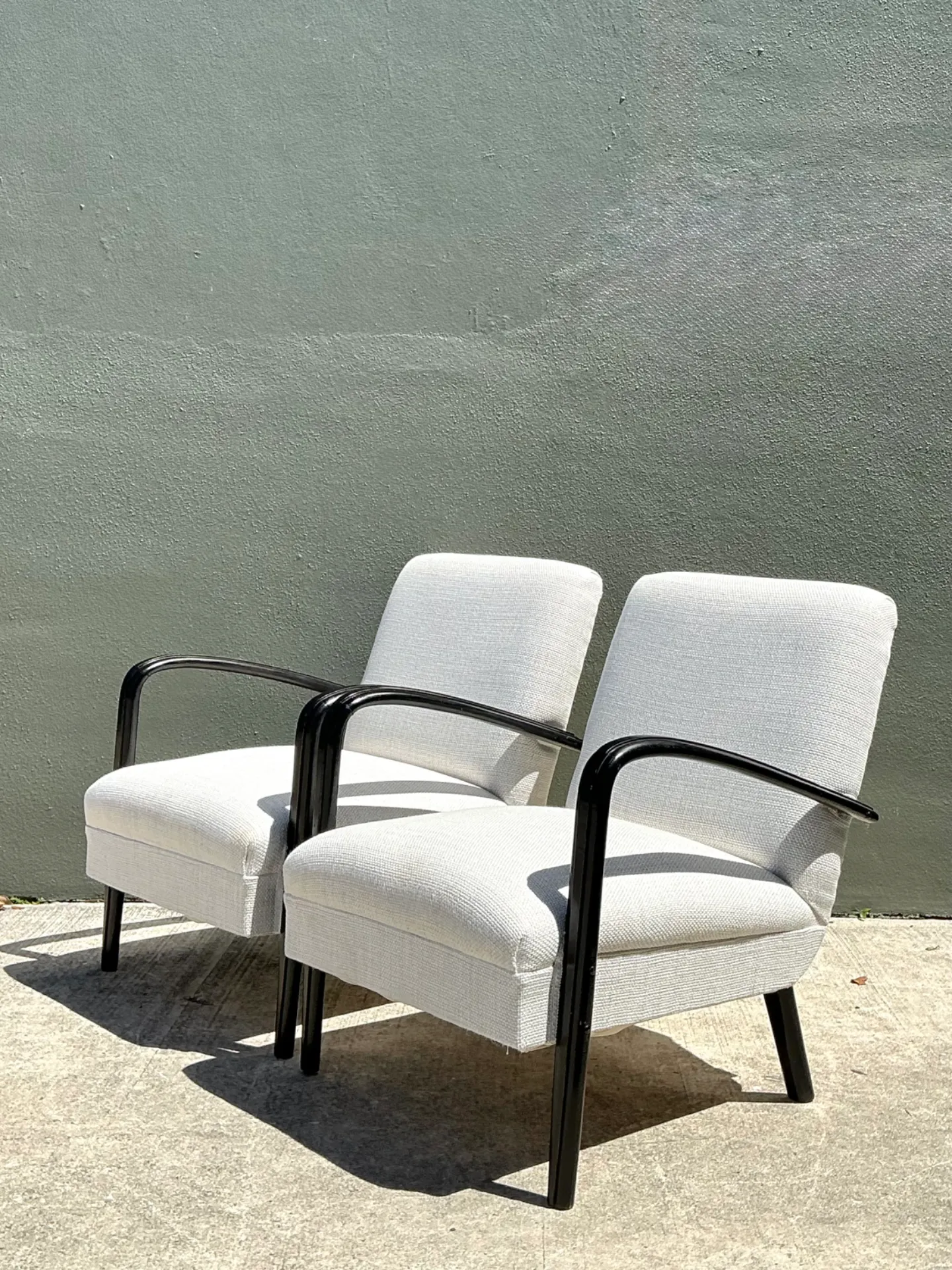 Vintage MCM Black Wood Lounge Chairs - Pair — additional photo 8