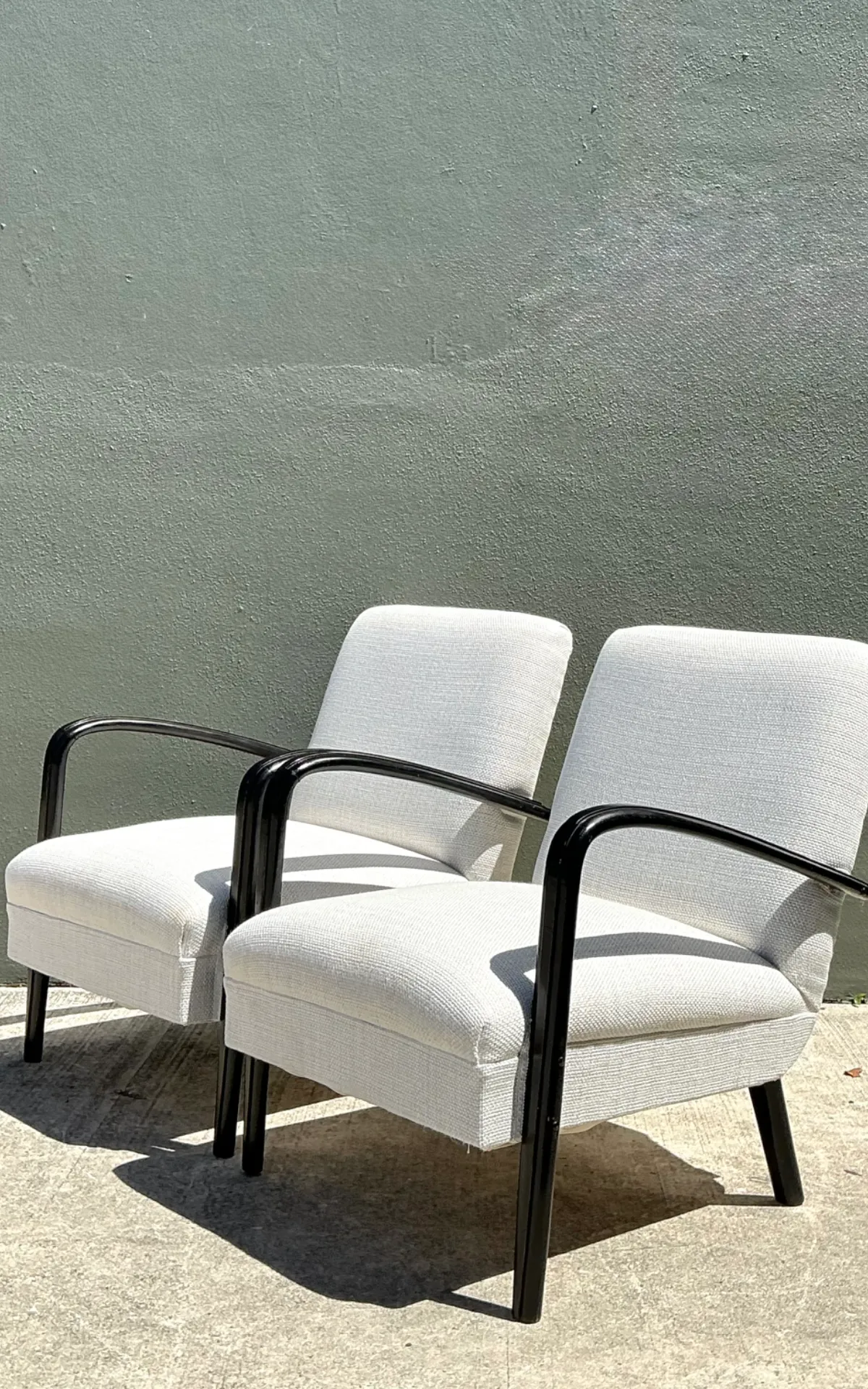 Vintage MCM Black Wood Lounge Chairs - Pair — additional photo 8