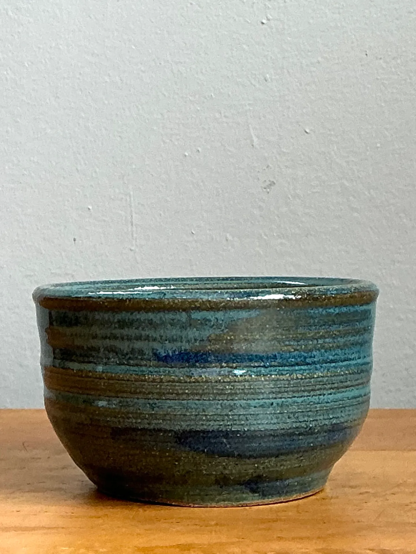 Vintage Blue Glazed Pottery Bowl — additional photo 1