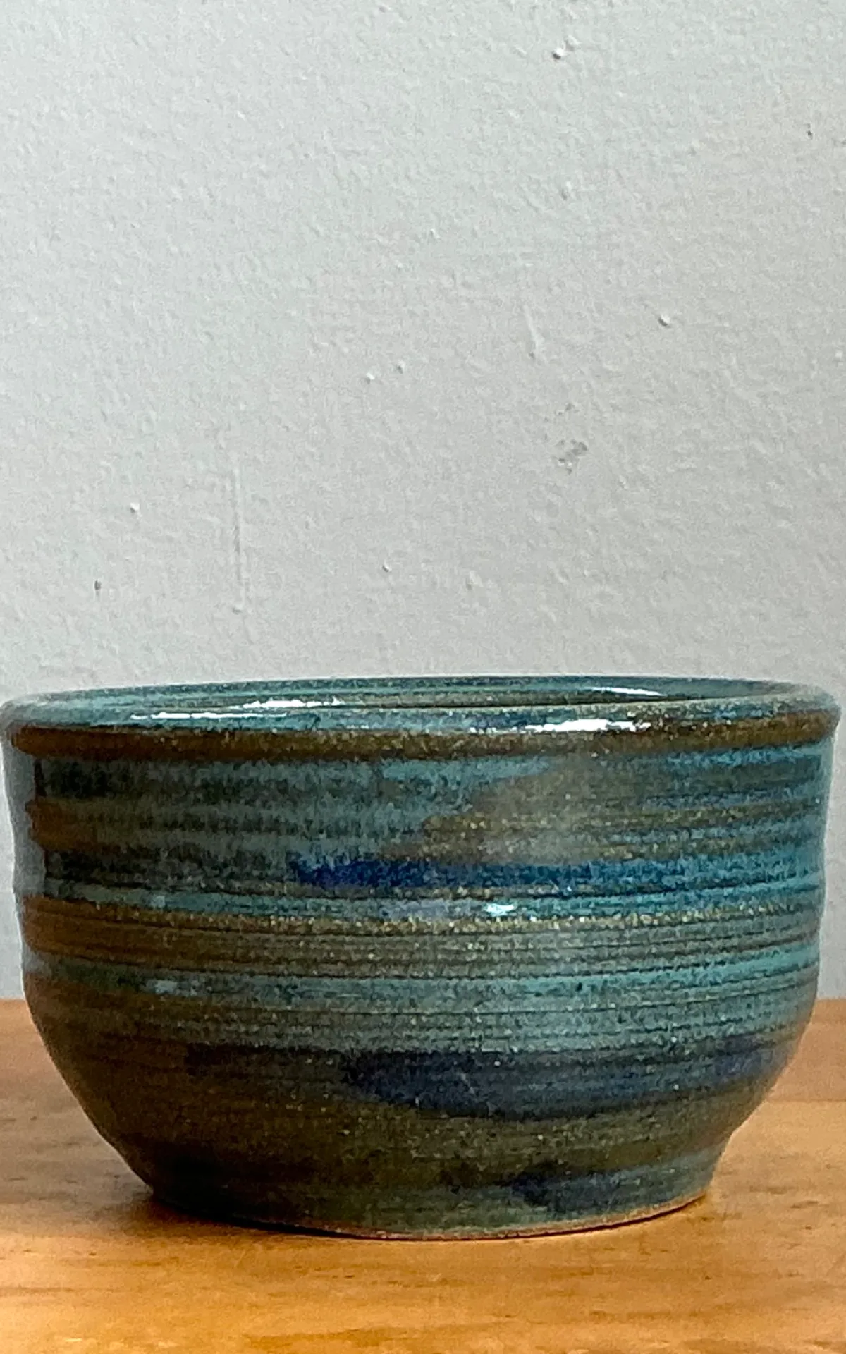 Vintage Blue Glazed Pottery Bowl