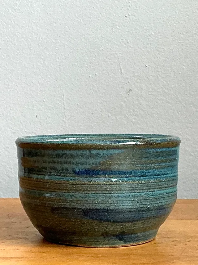 Vintage Blue Glazed Pottery Bowl — additional photo 6