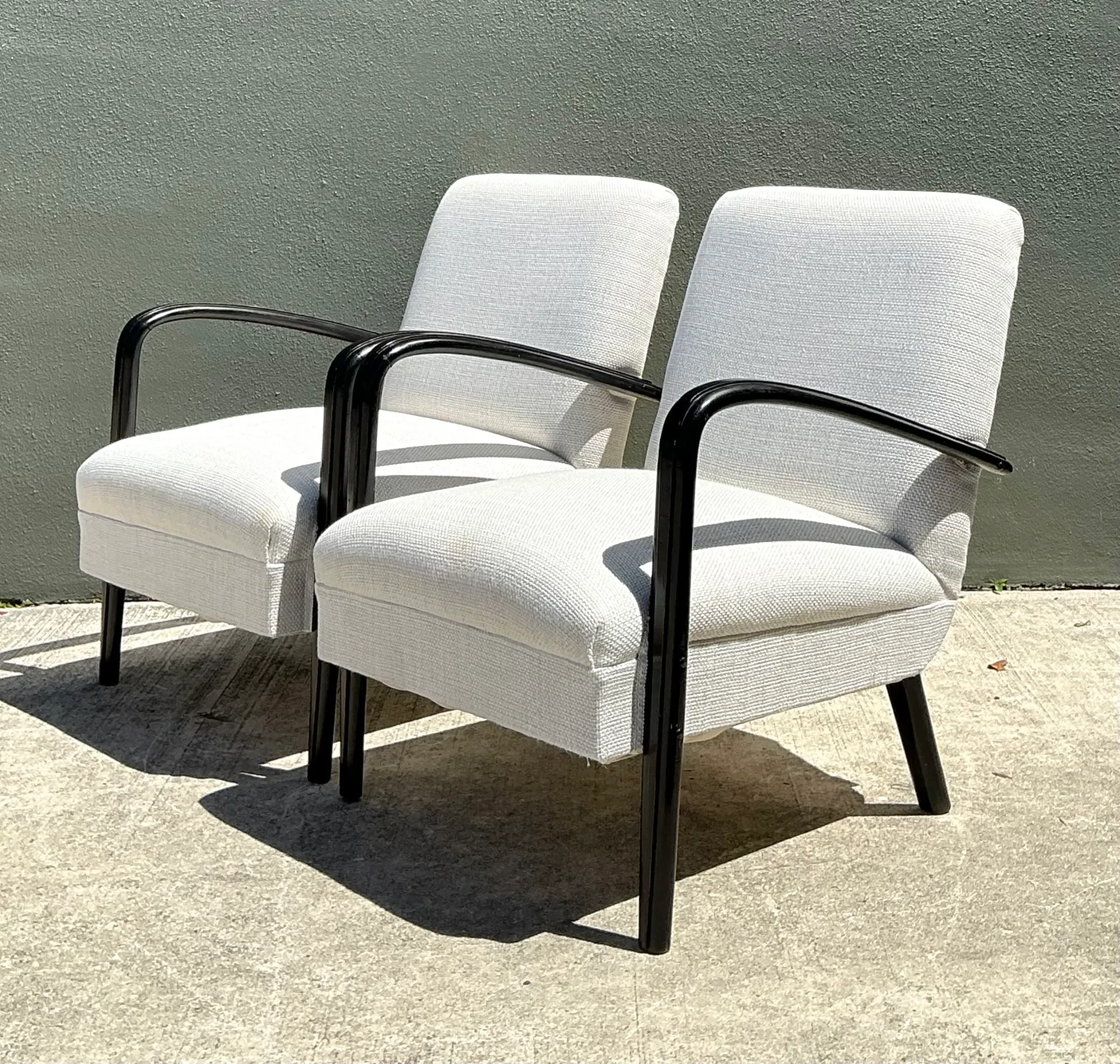 Vintage MCM Black Wood Lounge Chairs - Pair — additional photo 6