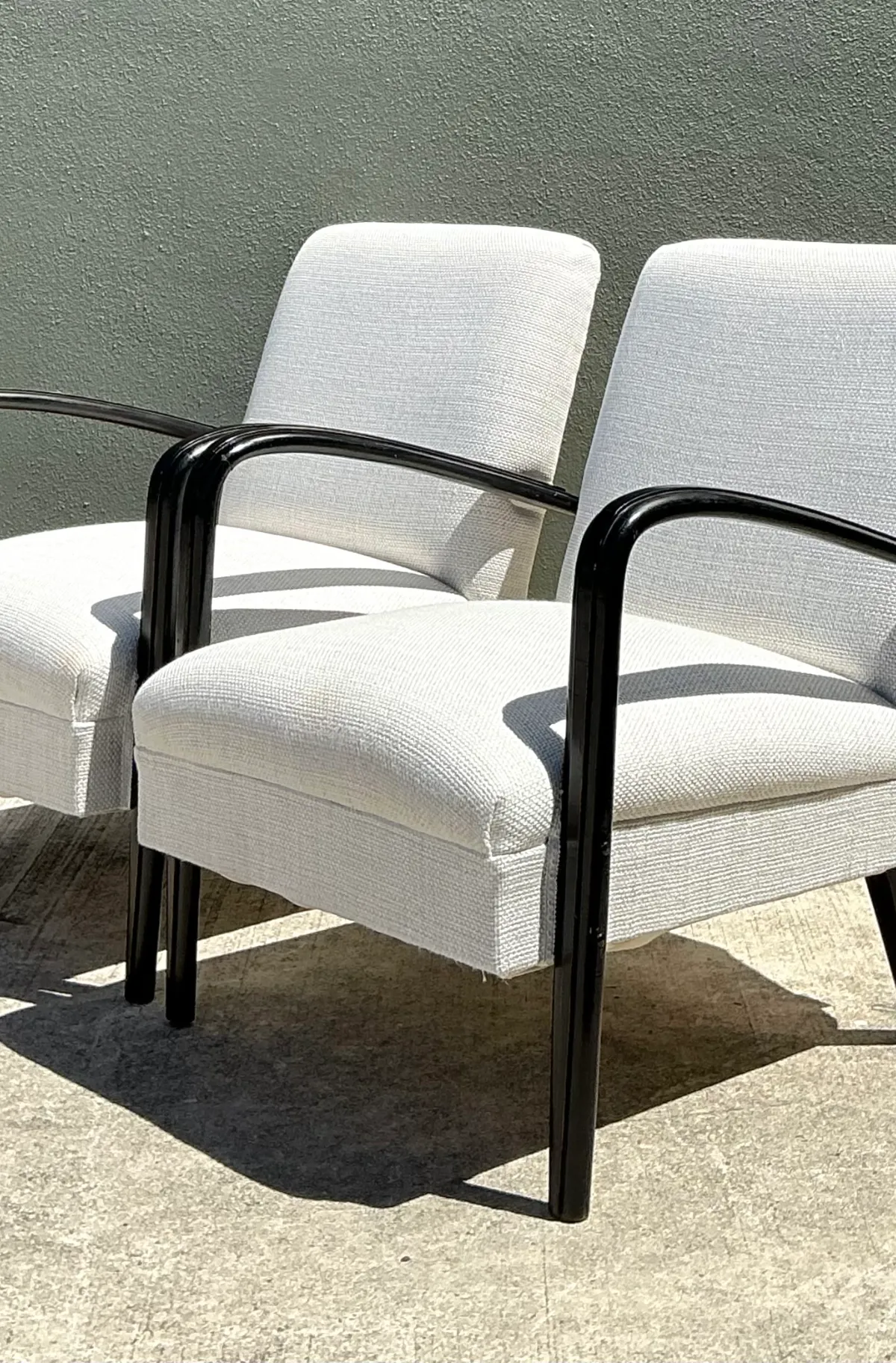 Vintage MCM Black Wood Lounge Chairs - Pair — additional photo 6