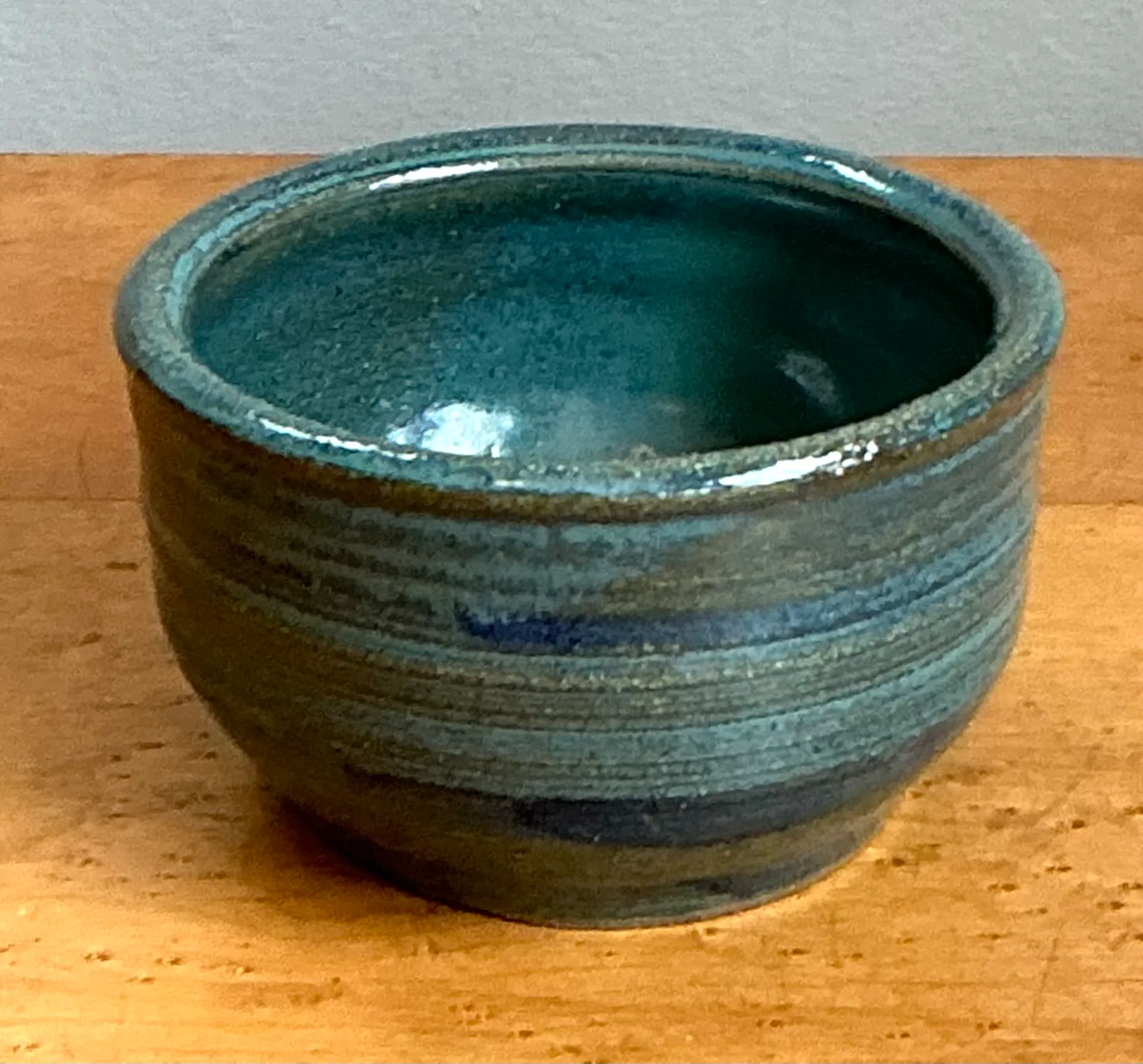 Vintage Blue Glazed Pottery Bowl — additional photo 2
