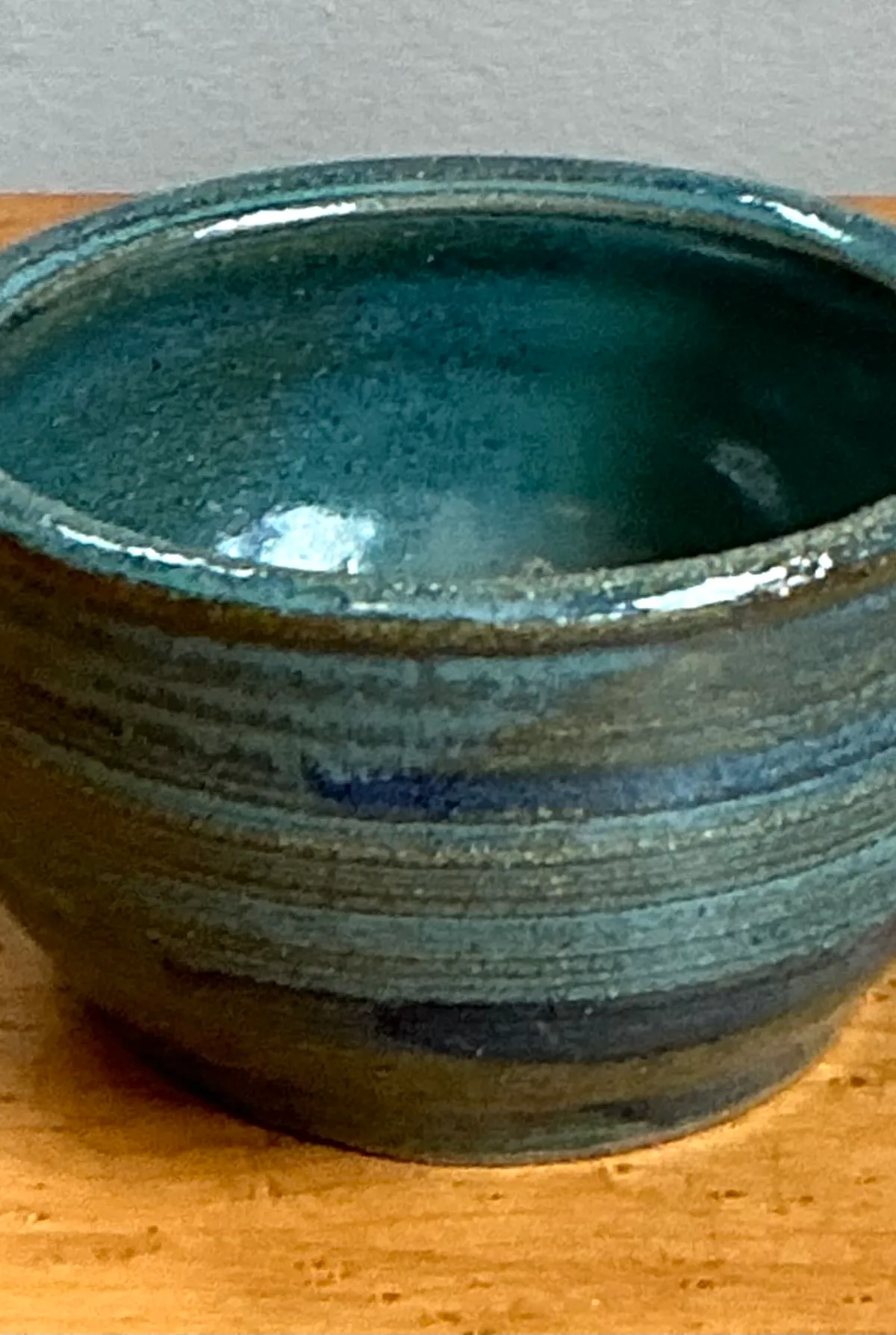 Vintage Blue Glazed Pottery Bowl — additional photo 2