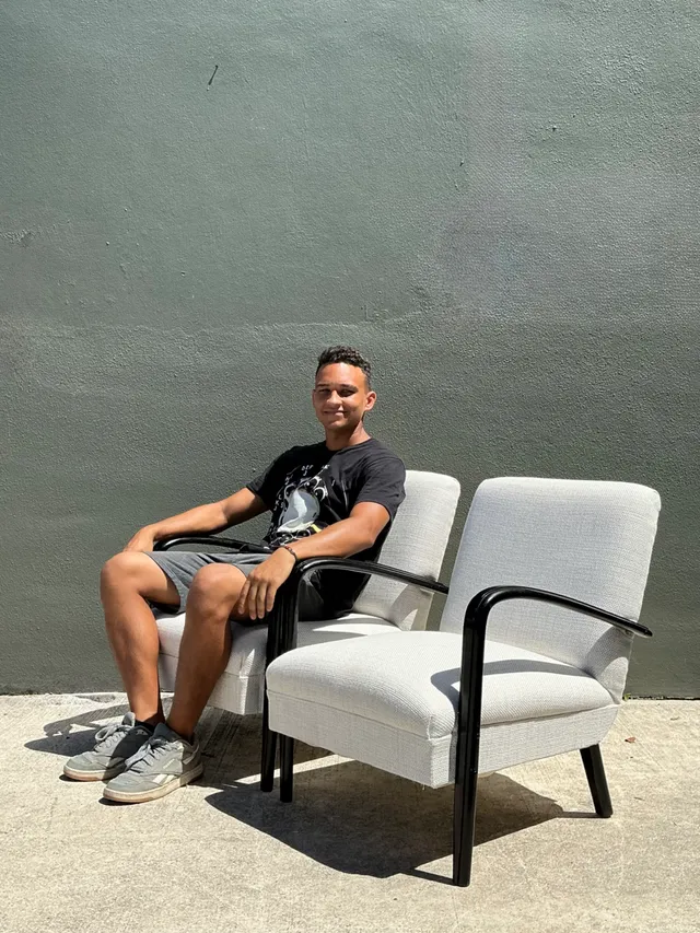 Vintage MCM Black Wood Lounge Chairs - Pair — additional photo 2
