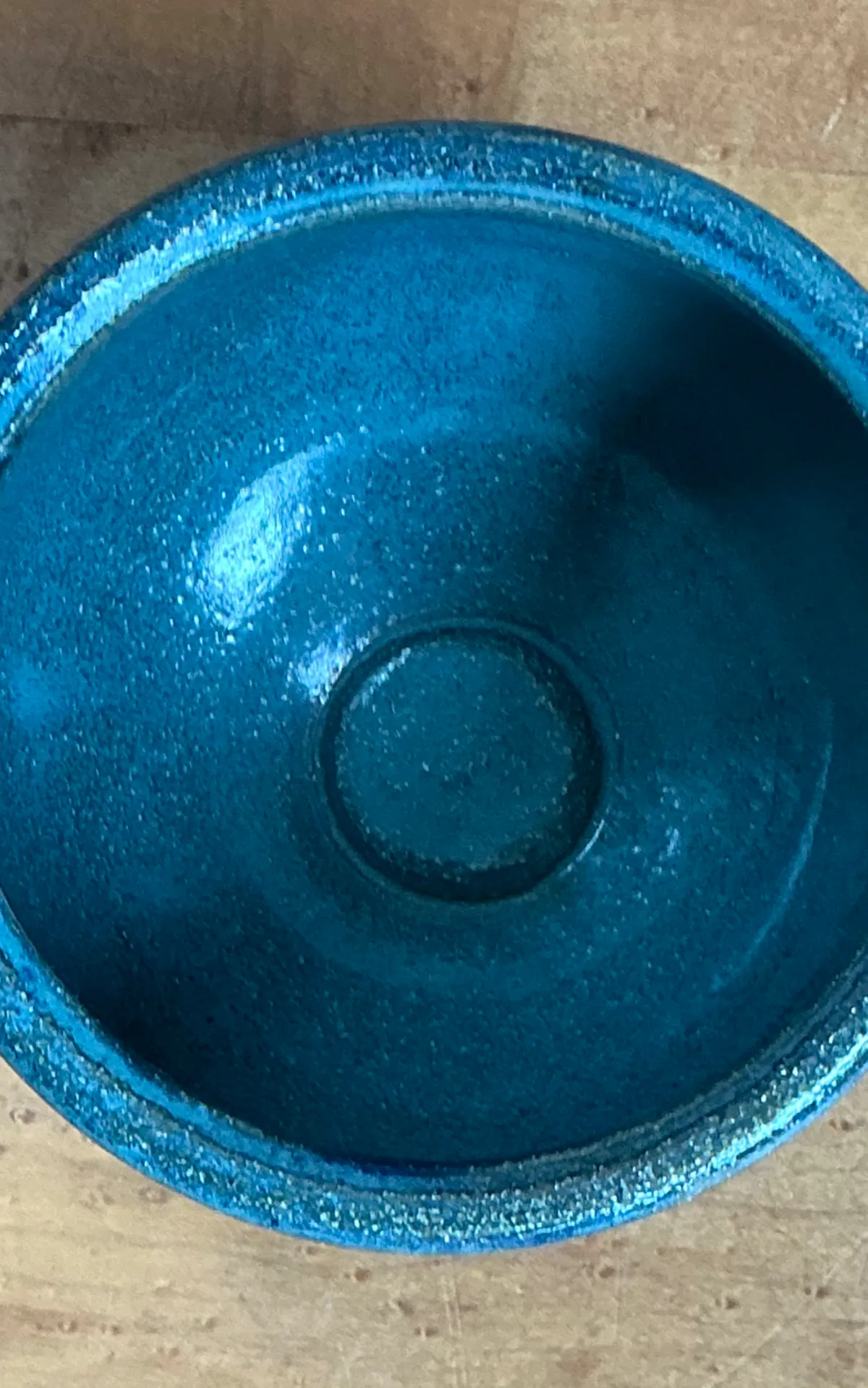 Vintage Blue Glazed Pottery Bowl — additional photo 4