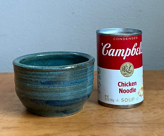 Vintage Blue Glazed Pottery Bowl — additional photo 5