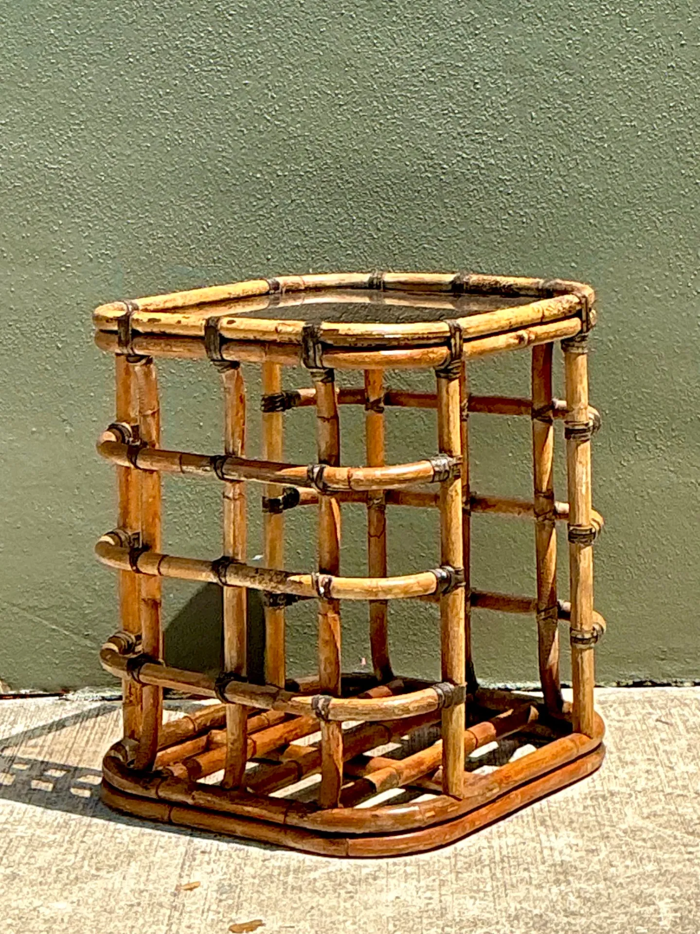 Vintage Rattan and Glass Accent Table — additional photo 6