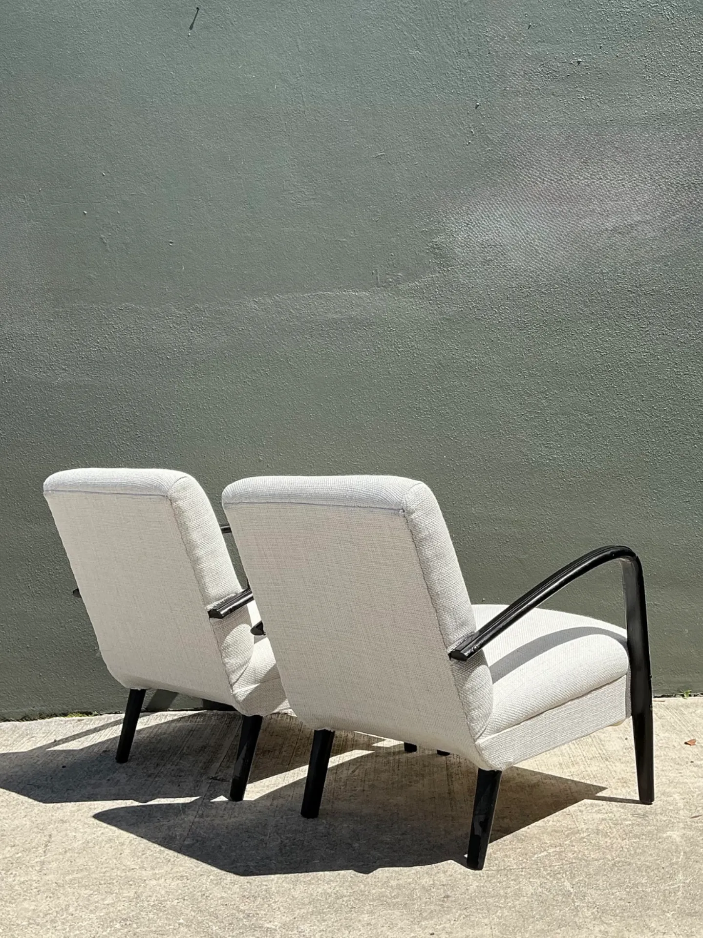 Vintage MCM Black Wood Lounge Chairs - Pair — additional photo 4
