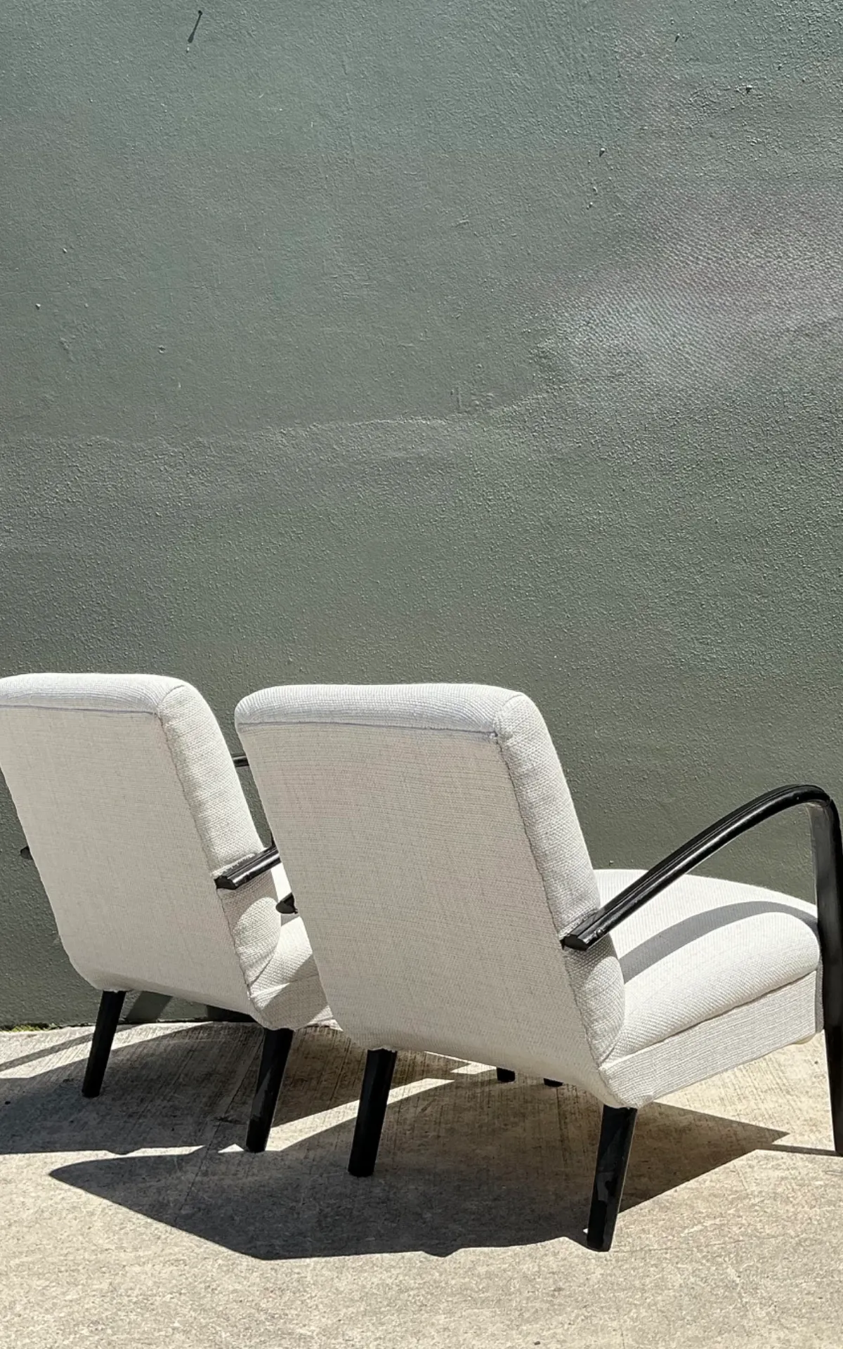 Vintage MCM Black Wood Lounge Chairs - Pair — additional photo 4