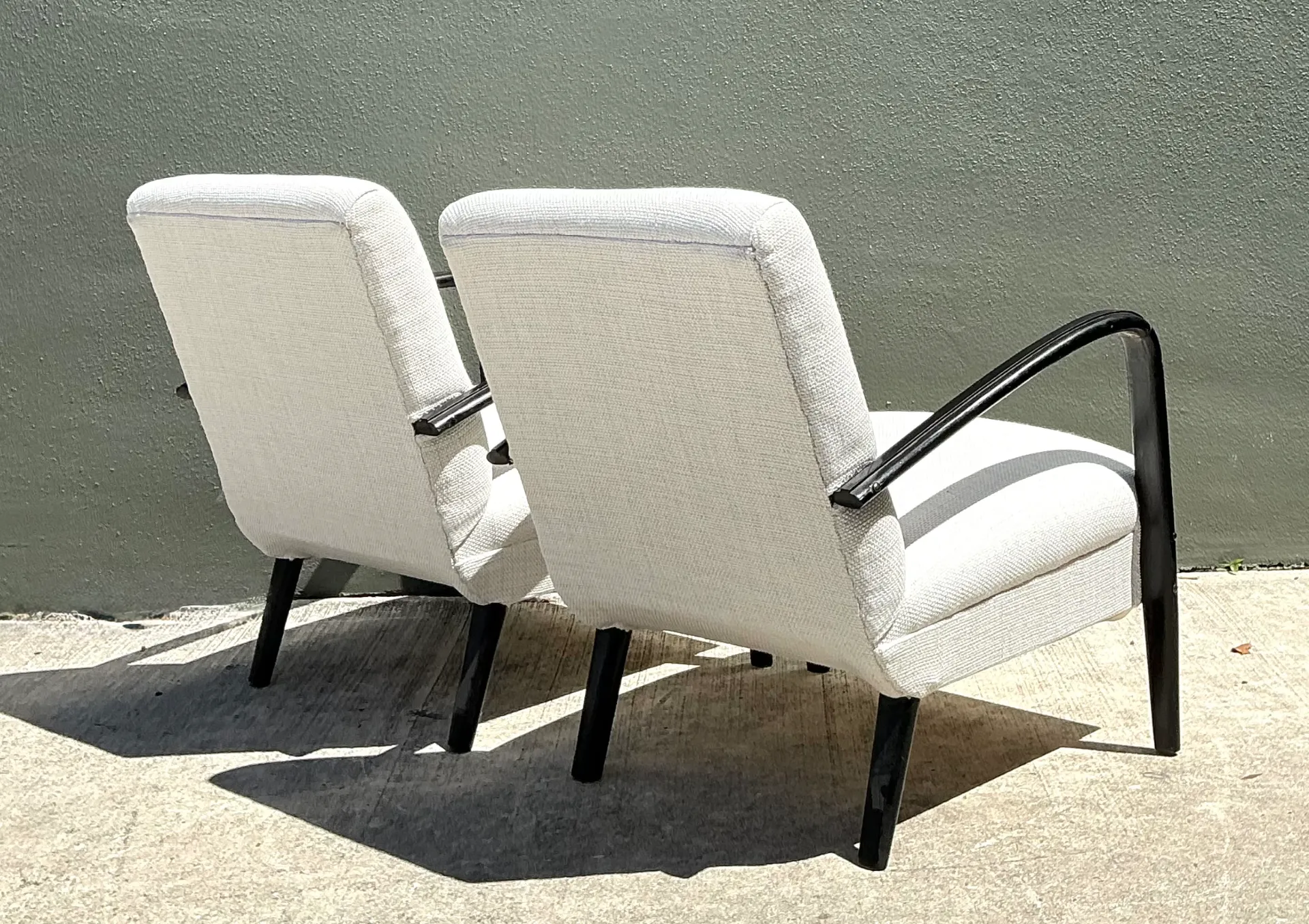Vintage MCM Black Wood Lounge Chairs - Pair — additional photo 5