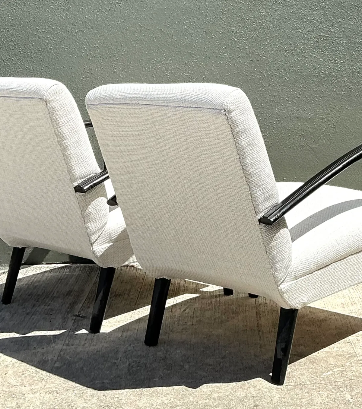 Vintage MCM Black Wood Lounge Chairs - Pair — additional photo 5