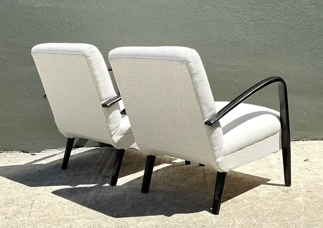 Vintage MCM Black Wood Lounge Chairs - Pair — additional photo 5
