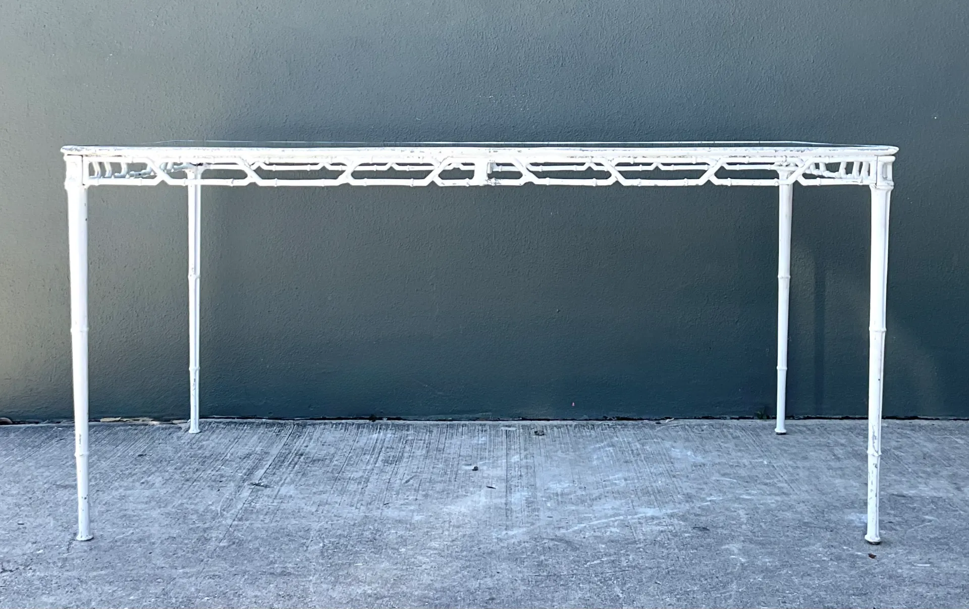 Vintage Brown Jordan “Calcutta” Metal Patio Dining Table with Glass Top — additional photo 3