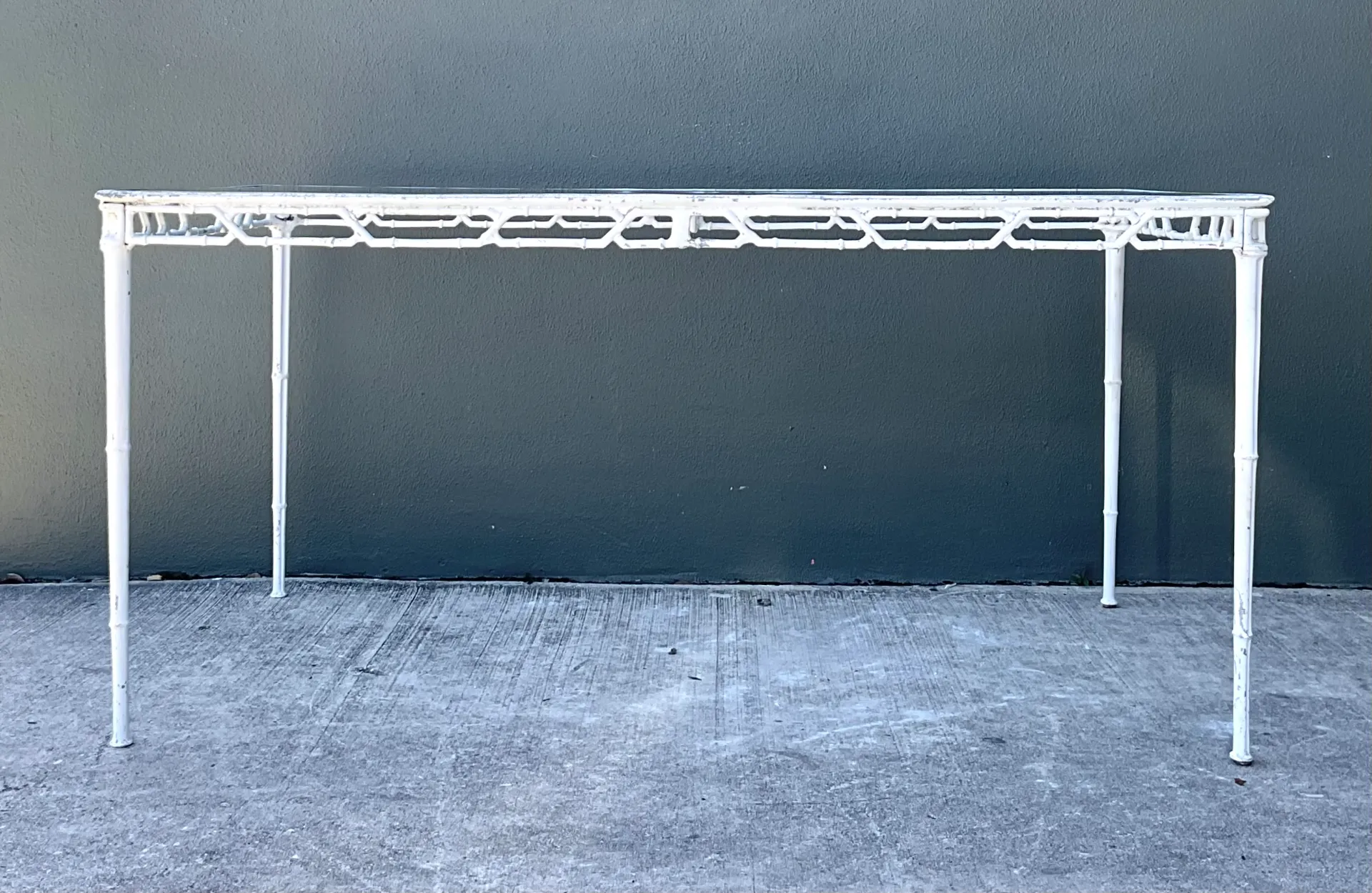 Vintage Brown Jordan “Calcutta” Metal Patio Dining Table with Glass Top — additional photo 6