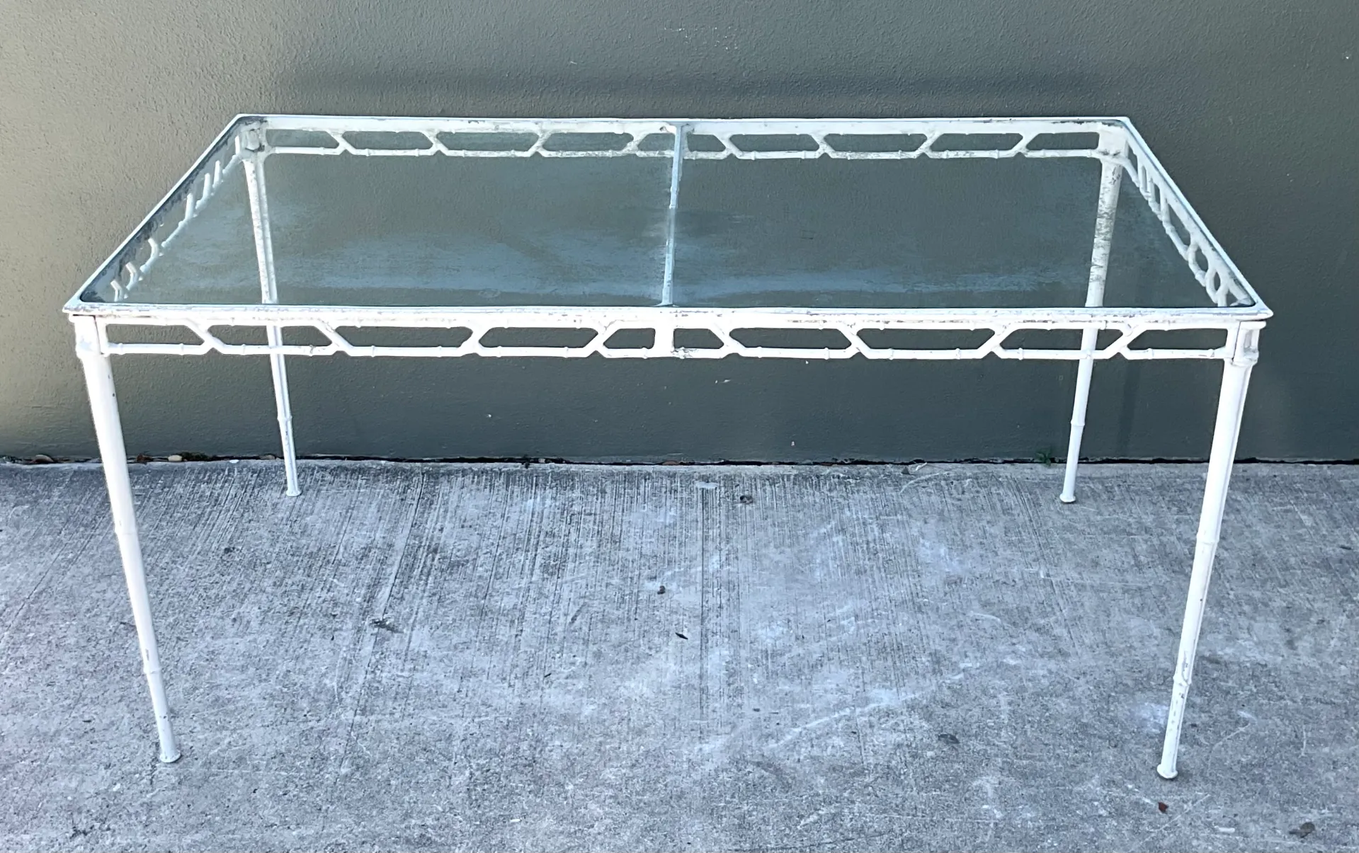 Vintage Brown Jordan “Calcutta” Metal Patio Dining Table with Glass Top — additional photo 1